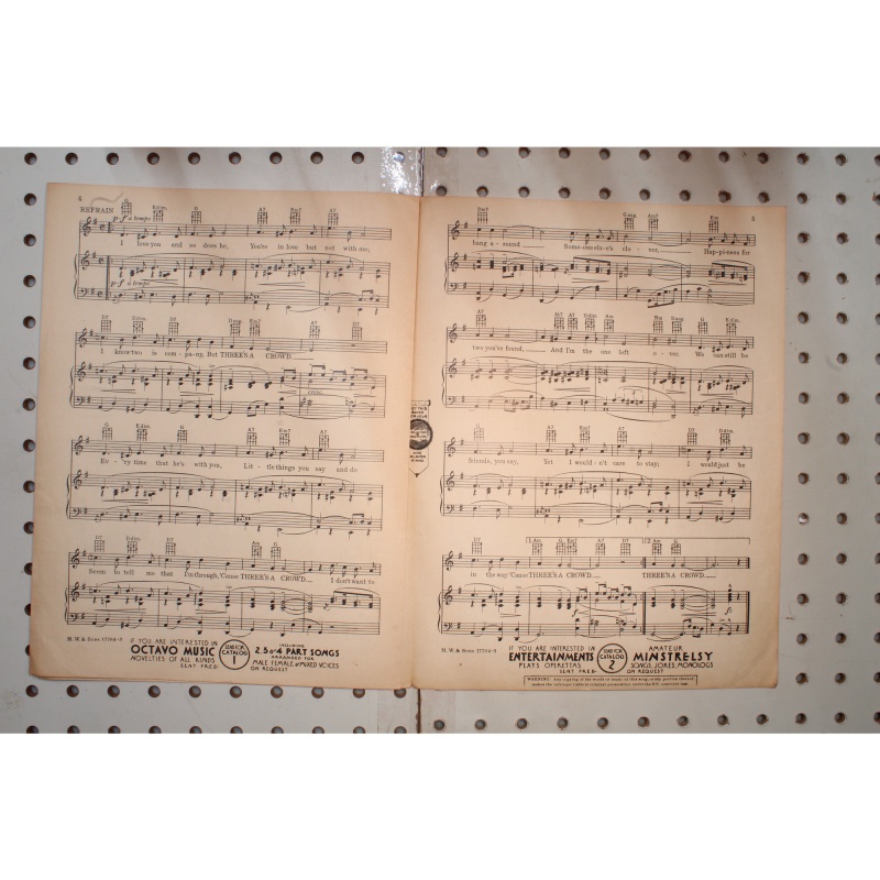 1937 - Threes a crowd crooner ann Dvorak - Sheet Music