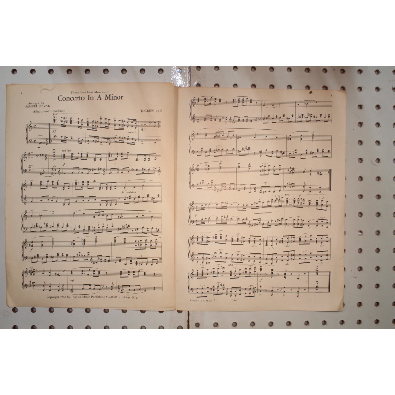 1942 - Theme from Griegs piano Concerto - Sheet Music