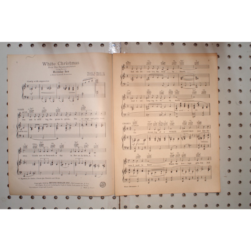 1942 - White Christmas Irving Berlin Holiday Inn - Sheet Music
