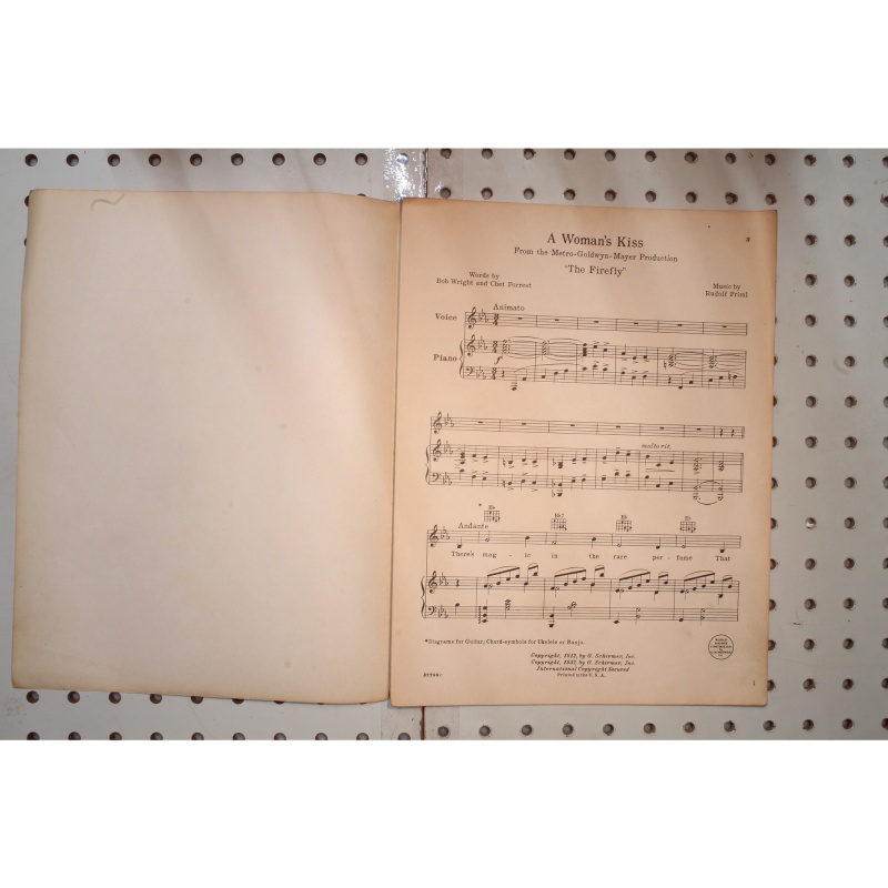 1912 - A womans kiss the firefly - Sheet Music