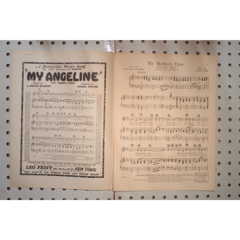 1928 - My mothers eyes lucky boy - Sheet Music