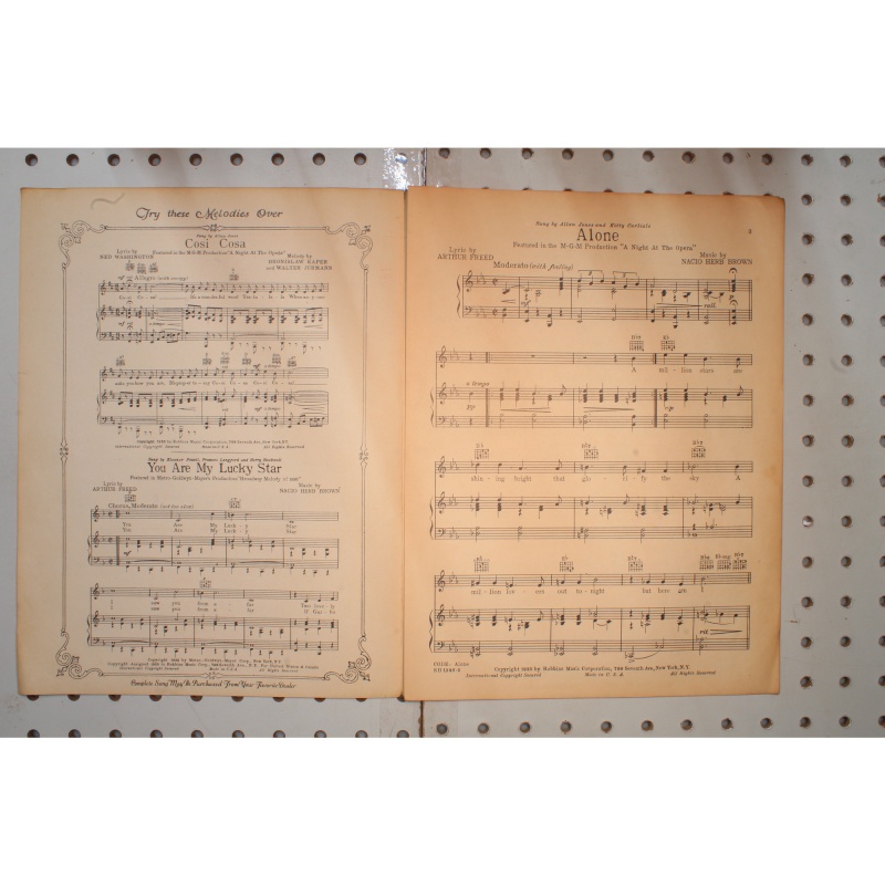 1935 - Alone Marx Brothers - Sheet Music