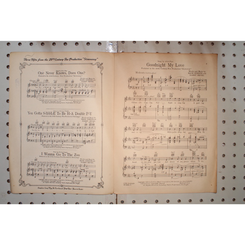 1936 - Good night my love Shirley Temple - Sheet Music