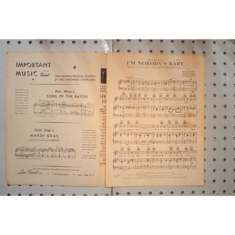 1921 - Im nobodys baby Andy Hardy - Sheet Music