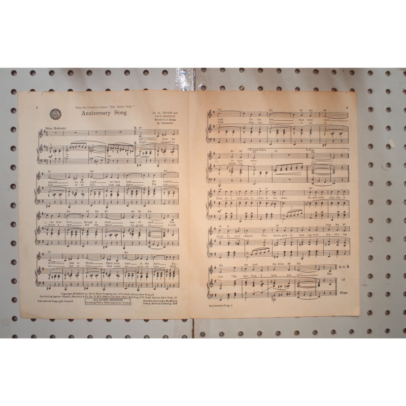 1946 - Anniversary song the Jolson story - Sheet Music