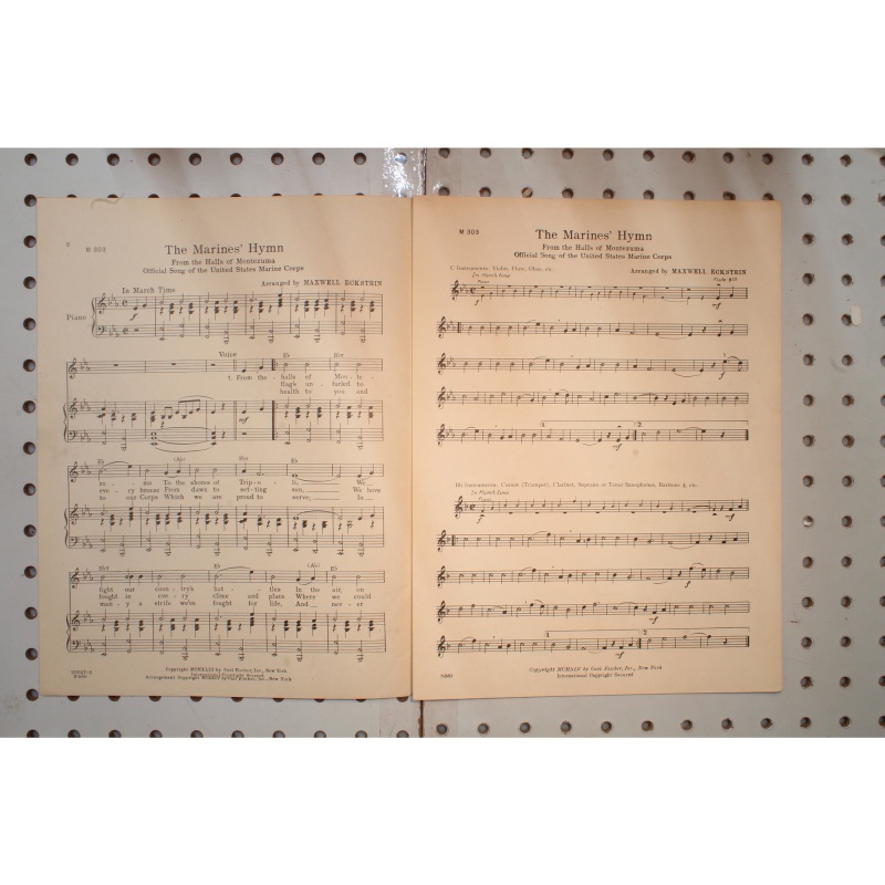 1943 - The Marines hymn from the Halls of Montezuma - Sheet Music