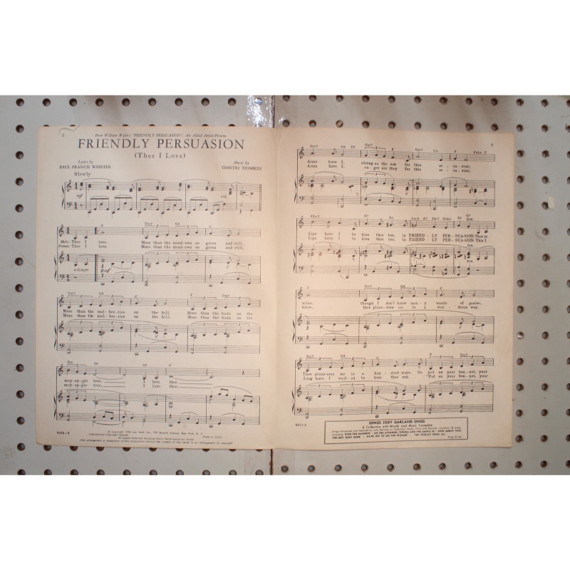 1956 - Friendly persuasion Gary Cooper - Sheet Music