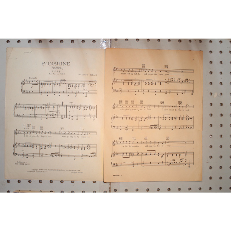1928 - Sunshine Irving Berlin - Sheet Music
