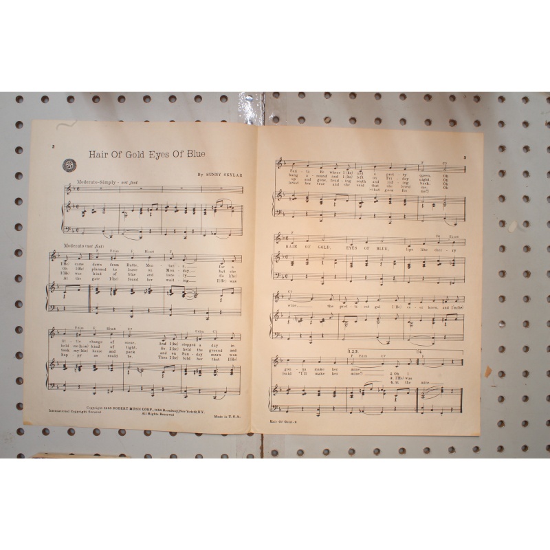 1948 - HAIR OF GOLD EYES OF BLUE BY SUNNY SKYLER - Sheet Music