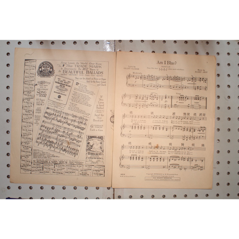 1929 - AM I BLUE? ON WITH THE SHOW BY GRANT CLARKE AND HARRY AKST - Sheet Music