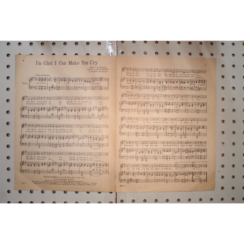 1918 - IM GLAD I CAN MAKE YOU CRY BY CHAS. R. MC CARRON AND CAREY MORGAN - Sheet