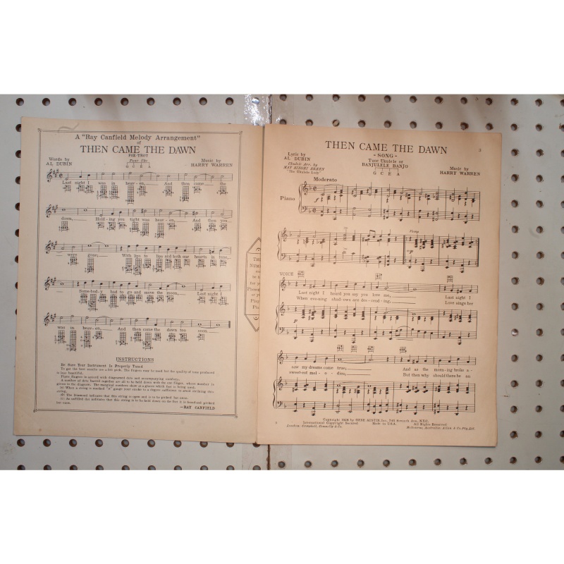 1928 - THEN CAME THE DAWN BY AL DUBIN AND HARRY WARREN - Sheet Music