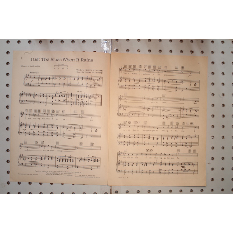 1929 - I GET THE BLUES WHEN IT RAINS BY MARCY KLAUBER AND HARRY STODDARD - Sheet