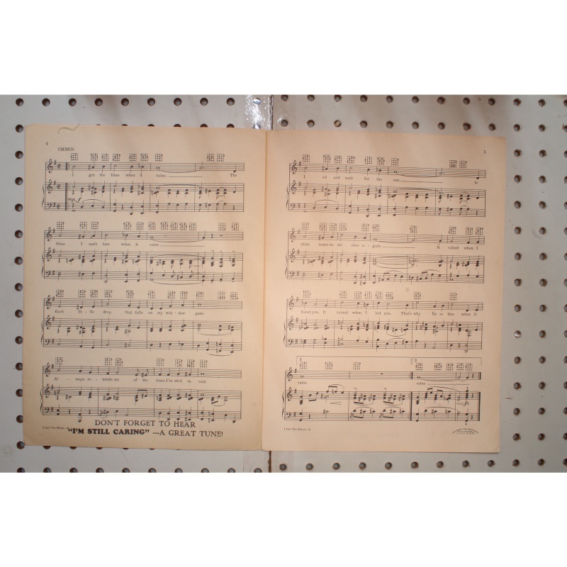 1929 - I GET THE BLUES WHEN IT RAINS BY MARCY KLAUBER AND HARRY STODDARD - Sheet