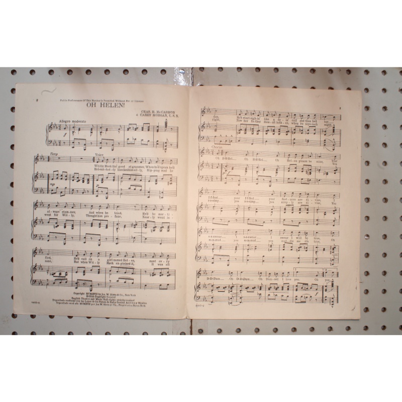 1918 - OH HELEN BY CHAS R. MC CARRON AND CAREY MORGAN - Sheet Music