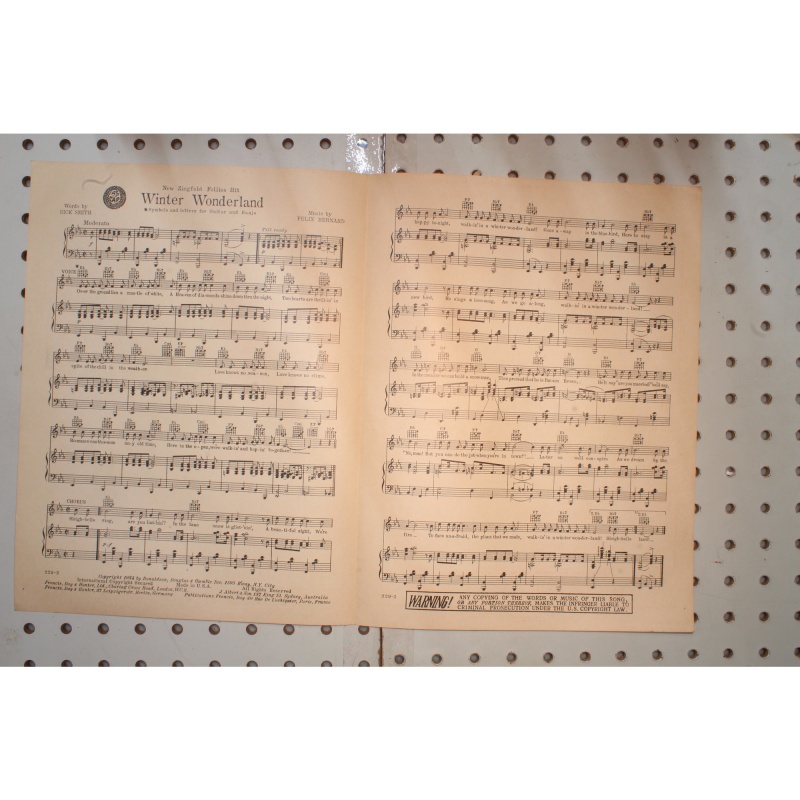 1934 - WINTER WONDERLAND BY DICK SMITH AND FELIX BERNARD - Sheet Music