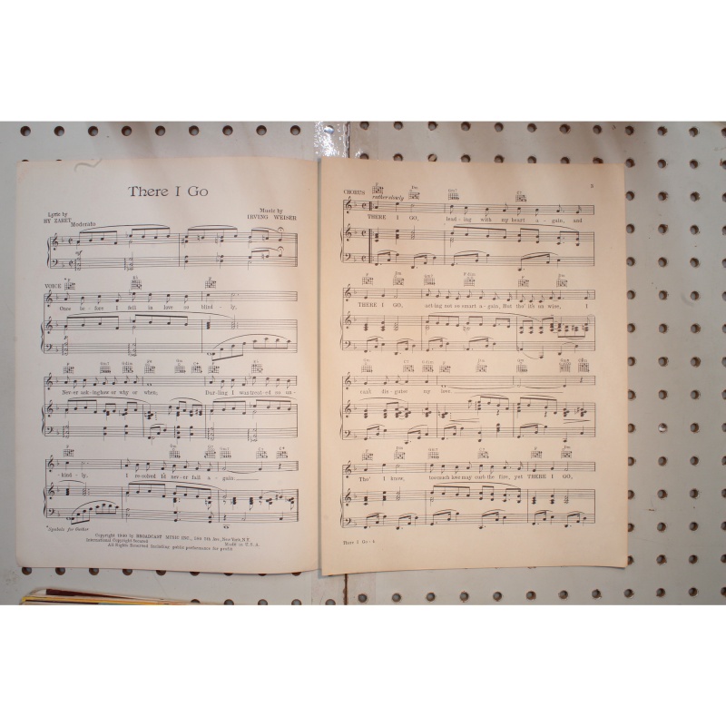 1940 - THERE I GO BY HY ZARET AND IRVING WEISER - Sheet Music