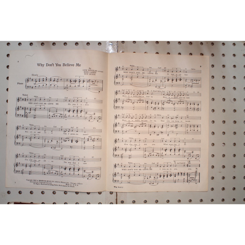 1952 - WHY DONT YOU BELIEVE ME BY LEW DOGLAS , KING LANEY AND ROY RODDE - Sheet