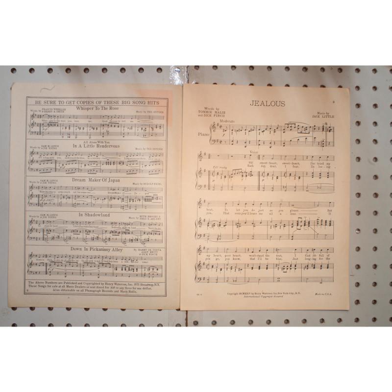 1924 - JEALOUS BY TOMMIE MALIE , DICK FINCH AND JACK LITTLE - Sheet Music