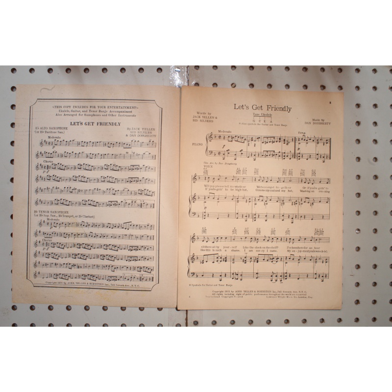 1931 - LETS GET FRIENDLY BY JACK YELLEN , SID SILVERS AND DAN DOUGHERTY - Sheet