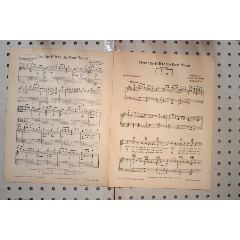1937 - OVER THE HILL TO THE POOR HOUSE BY DAVID BRAHAM & GEO. L. CATLIN - Sheet