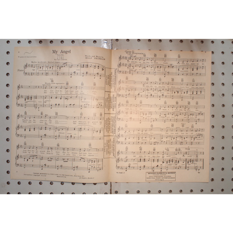 1933 - MY ANGEL BY WILLIAM FRANKLIN - Sheet Music