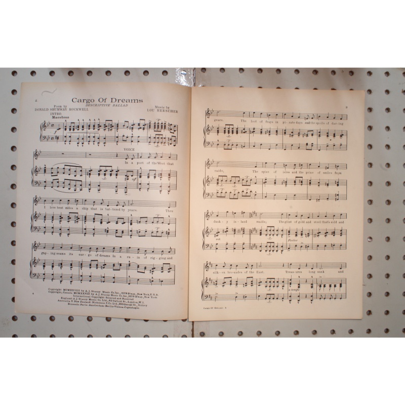 1928 - CARGO OF DREAMS STANSNY CLASSIC - Sheet Music