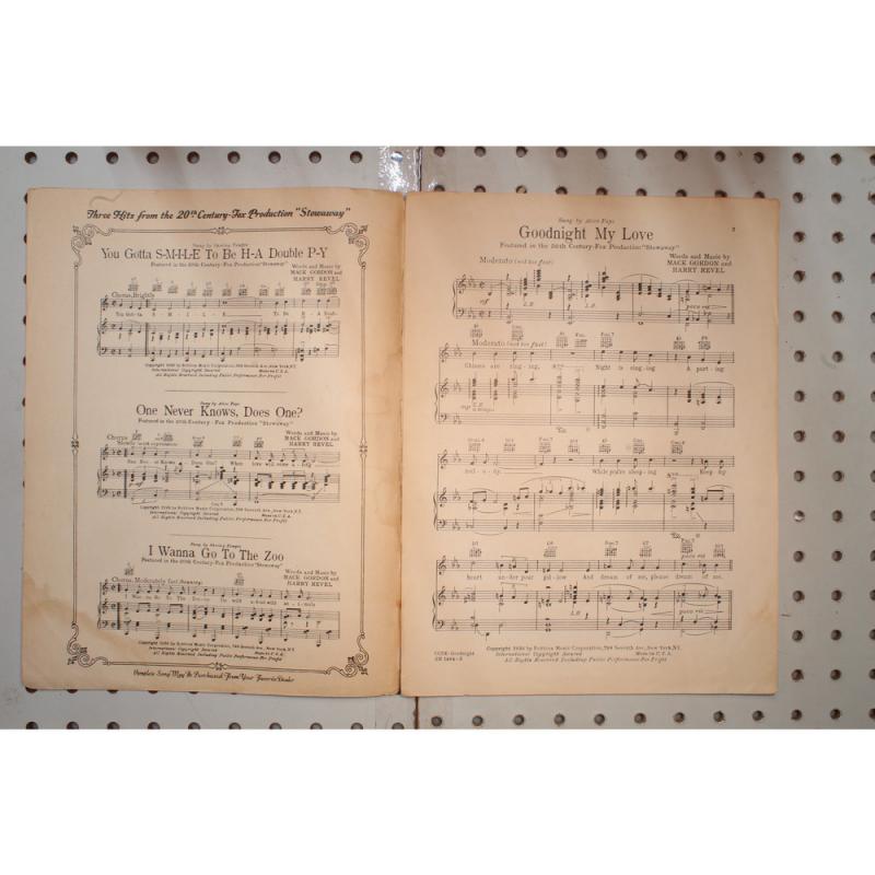 1936 - SHIRLEY TEMPLE IN STOWAWAY GOODNIGHT MY LOVE - Sheet Music