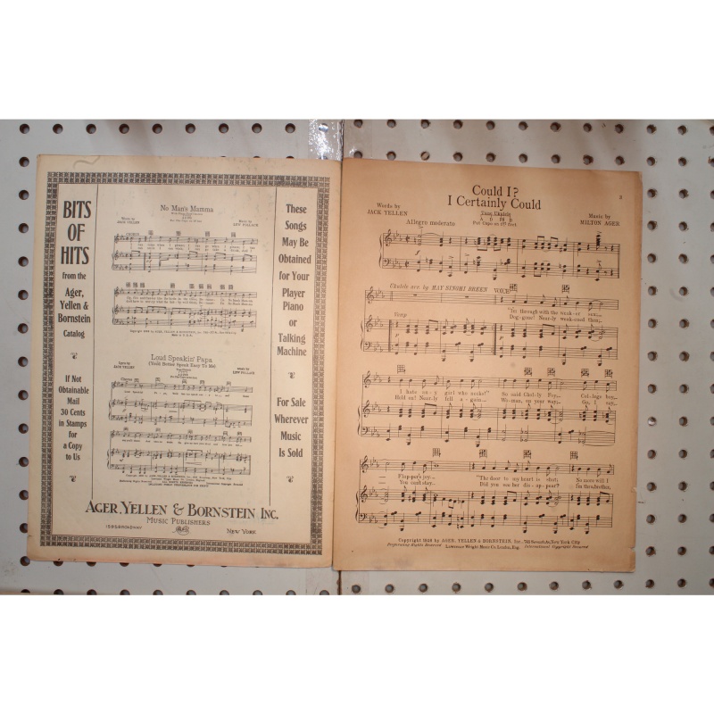 1926 - AGER. YELLEN & BORNSTEIN INC. COULD I? I CERTAINLY COULD - Sheet Music