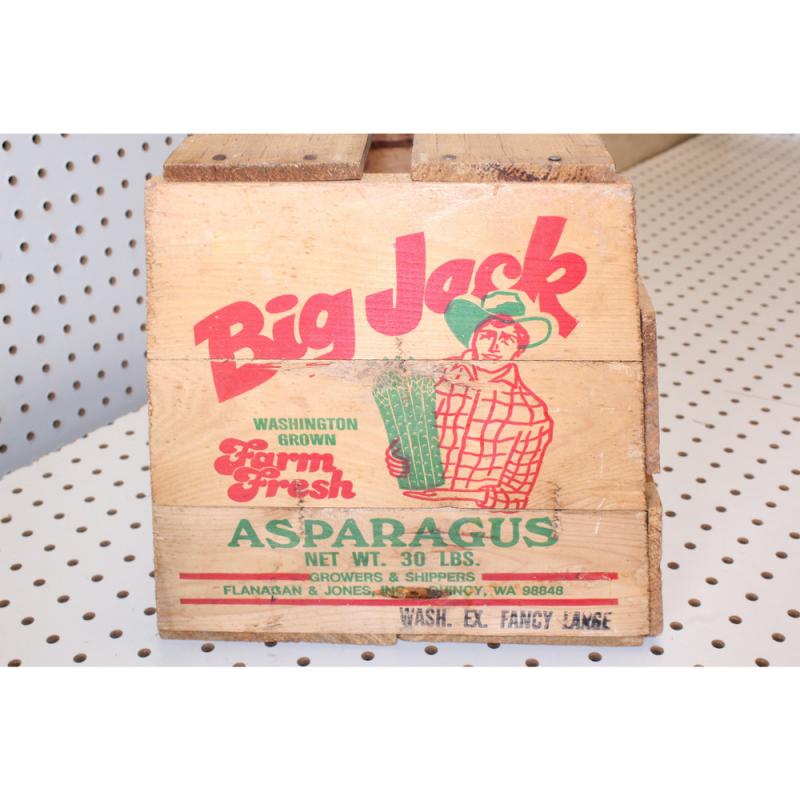 Big Jack Farm fresh asparagus wooden crate