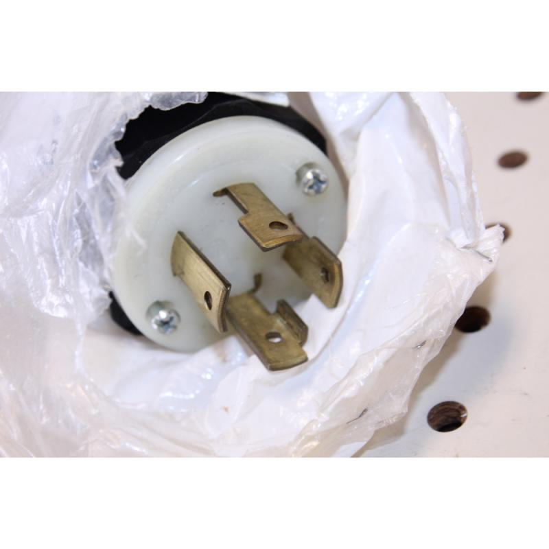 Black-and-white industrial grade twist lock plug end