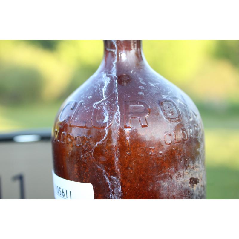8" Vintage Clorox bottle - Brown Glass