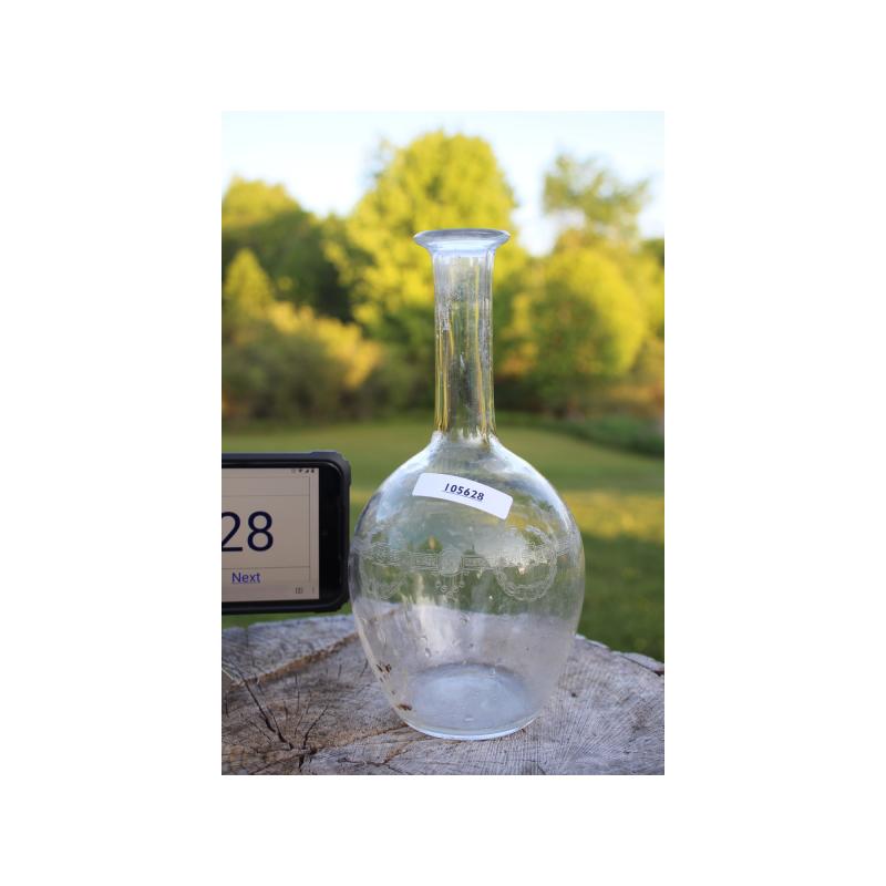 9.5" Vintage Etched design bottle - Clear Glass