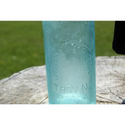 6.5" Vintage John ROMP Troy NY. Bottle - Bluish Green Glass