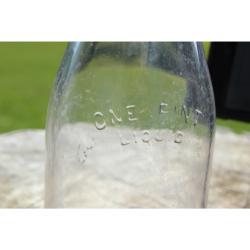 7" Vintage 1 PINT LIQUID bottle - Clear Glass