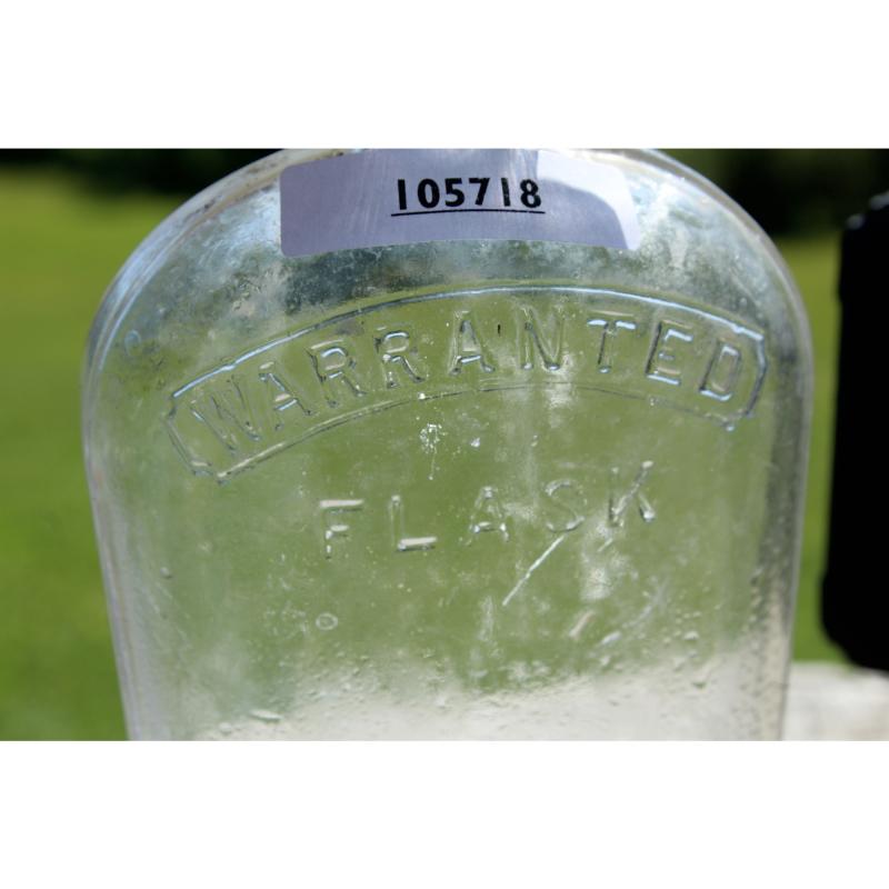 8" Vintage Warranted flask bottle - Clear Glass