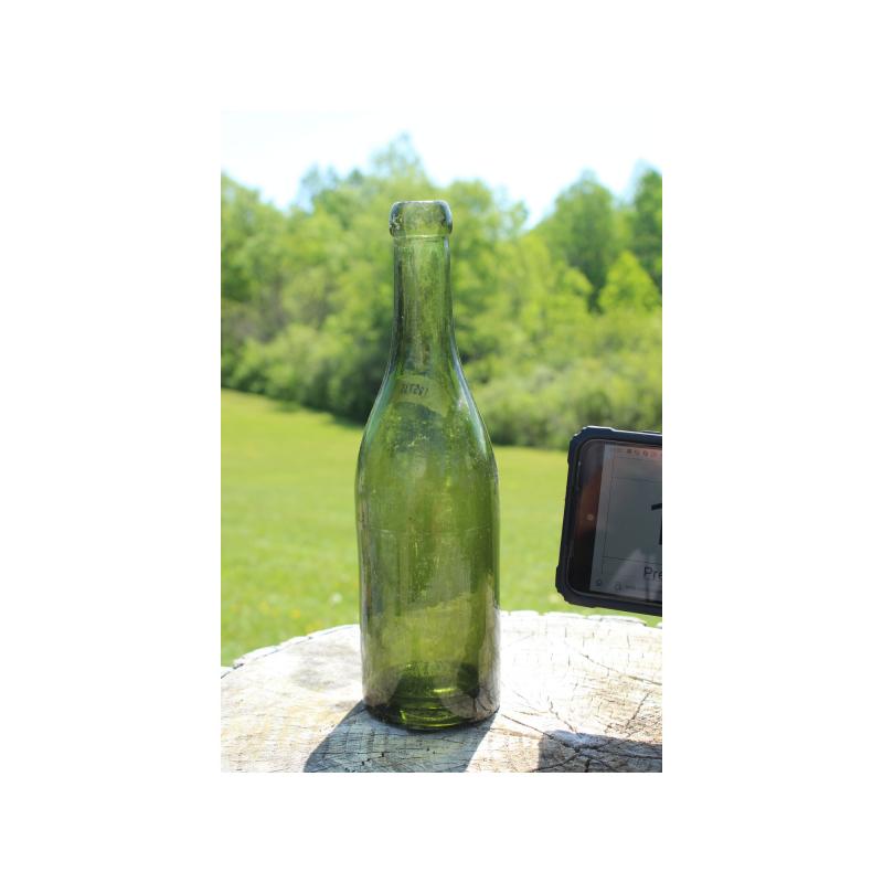 9.5" Vintage Soda bottle - Green Glass