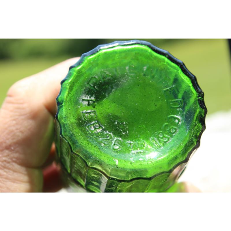 5.5" Vintage 6 OZ TO THIS PINC CAPACITY PATENTED FEB 26 1889 bottle Green Glass