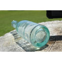 8" Vintage Soda bottle - Green Glass