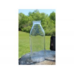 8.5" Vintage Milk bottle 1 quart - Clear Glass