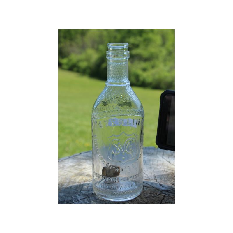 8" Vintage Sterling Magnesia Company NY NEWARK CHICAGO bottle - Clear Glass