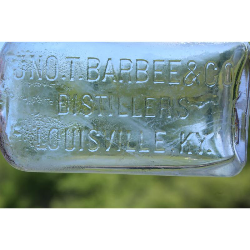 6" Vintage JNO T Barbee & Co. Distillers Louisville, KY bottle - Clear Glass