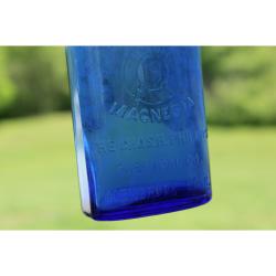 5" Vintage Milk of magnesia Chase Phillips GLENBROCK CONN. Bottle - Blue Glass