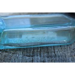 6" Vintage Cha.H.Fletchers Castoria Embossed Medicine bottle - Green Glass