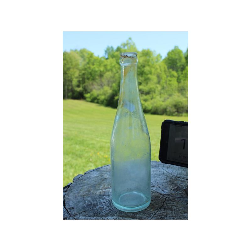 10" Vintage SODA BOTTLE - Green Glass