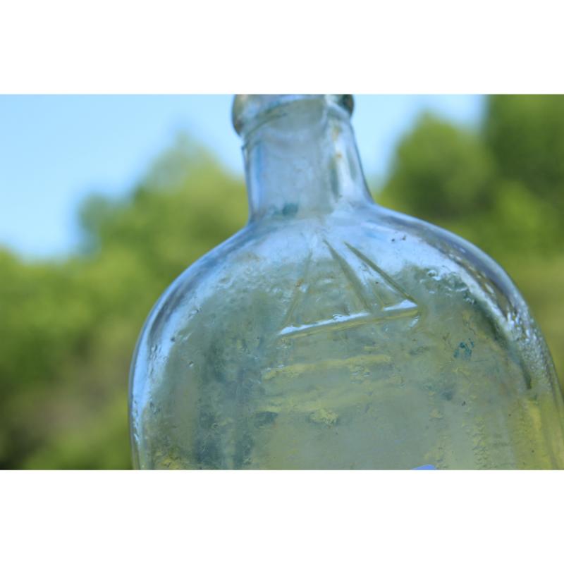 8" Vintage BOTTLE W/ SAILBOAT ON TOP bottle - Clear Glass