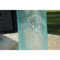 7" Vintage HOOSAC BOTTLING WORKS J. L. G. 1892 bottle - Green Glass