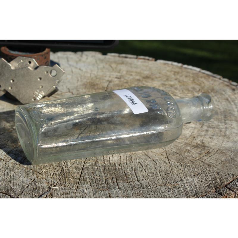 6.5" Vintage REGISTERED FULL 1/2 PINT bottle - Clear Glass