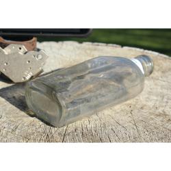 6" Vintage WARRANTED FLASK 7 FL OZ. bottle - Clear Glass