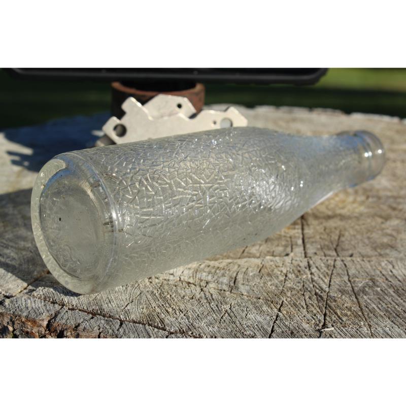 7" Vintage ETCHED GLASS DESIGN bottle - Clear Glass